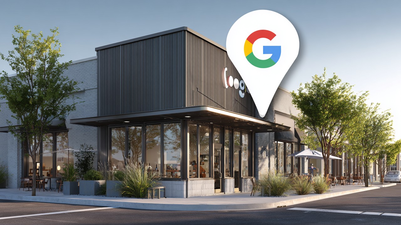Realistic image of a healthcare clinic storefront with signage and Google Maps location marker in a vibrant urban neighborhood during daytime.