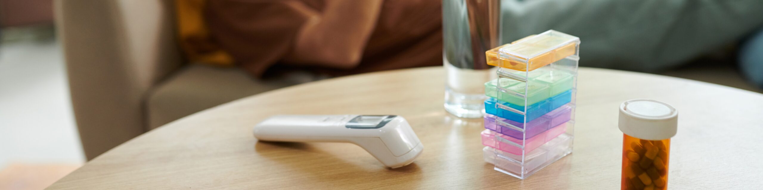 Header with Pills Organize and Thermometer