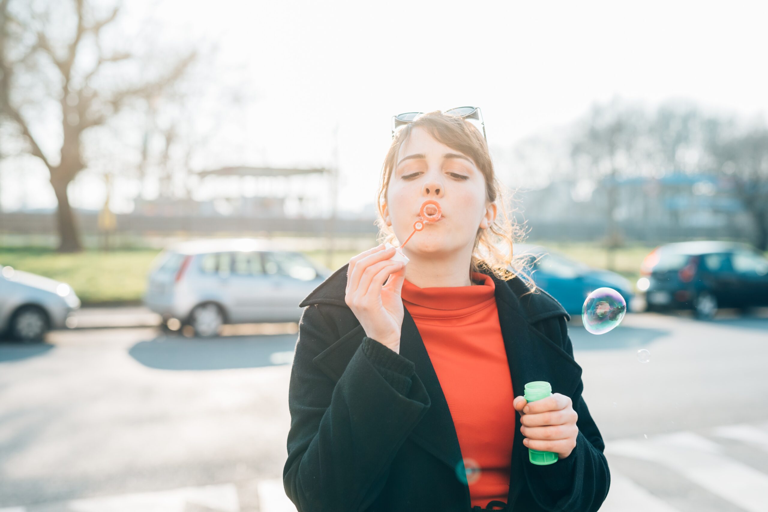 young beautiful woman dressed in vintage red hipster style